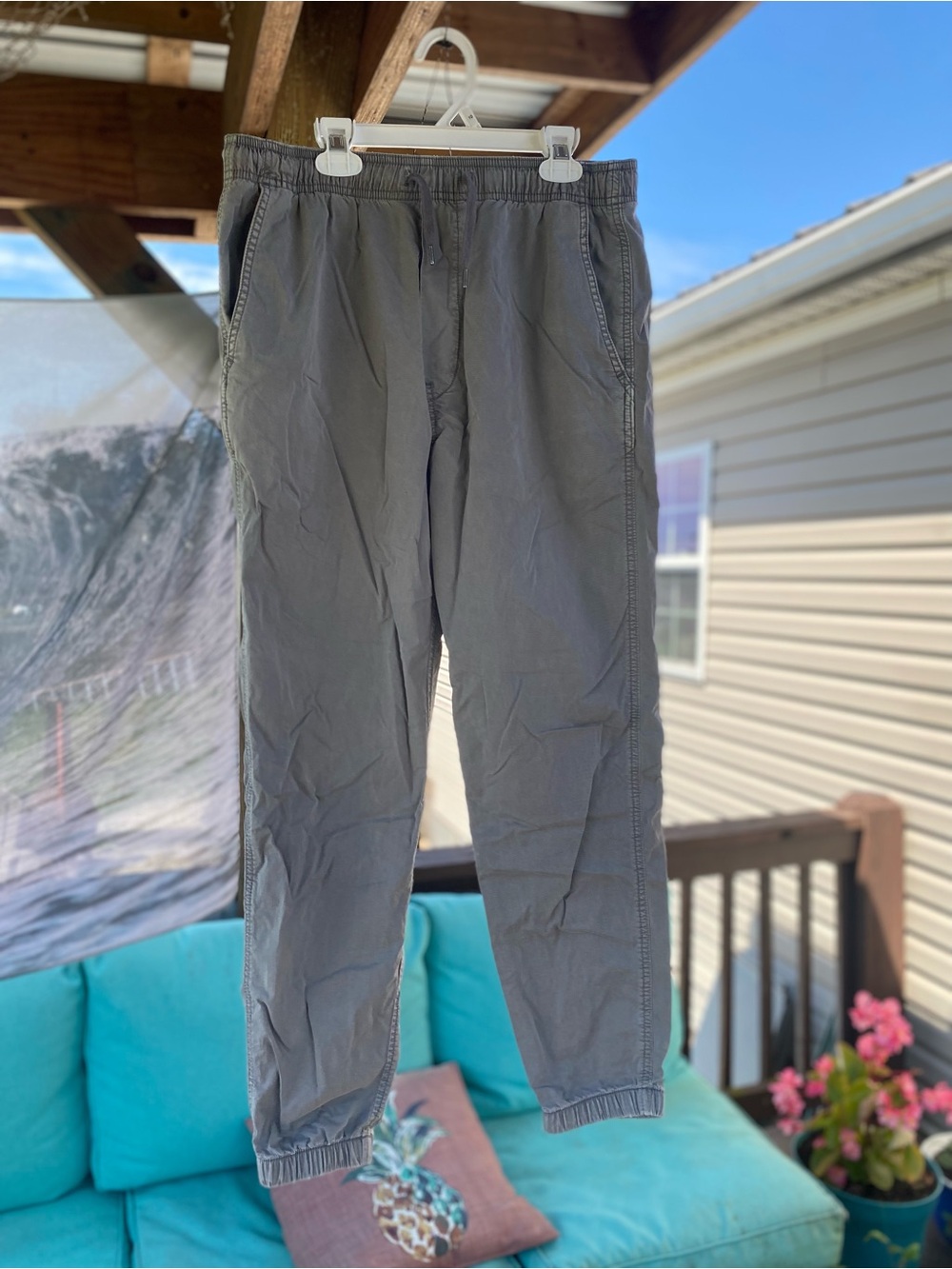 Men's American Eagle Elastic-Waist Gray Jogger Casual Pants